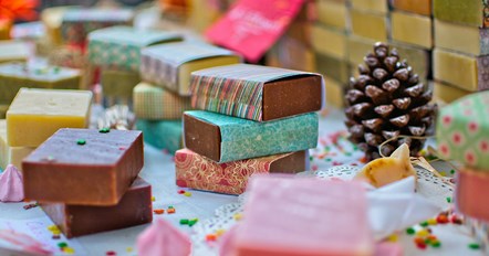 Piles of colourful handmade soap